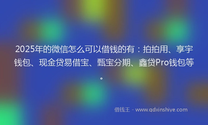 2025年的微信怎么可以借钱的有：拍拍用、享宇钱包、现金贷易借宝、甄宝分期、鑫贷Pro钱包等。