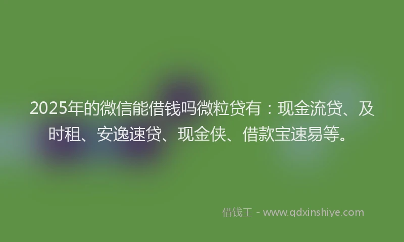 2025年的微信能借钱吗微粒贷有：现金流贷、及时租、安逸速贷、现金侠、借款宝速易等。