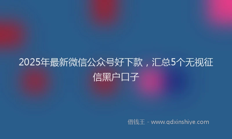 2025年最新微信公众号好下款，汇总5个无视征信黑户口子