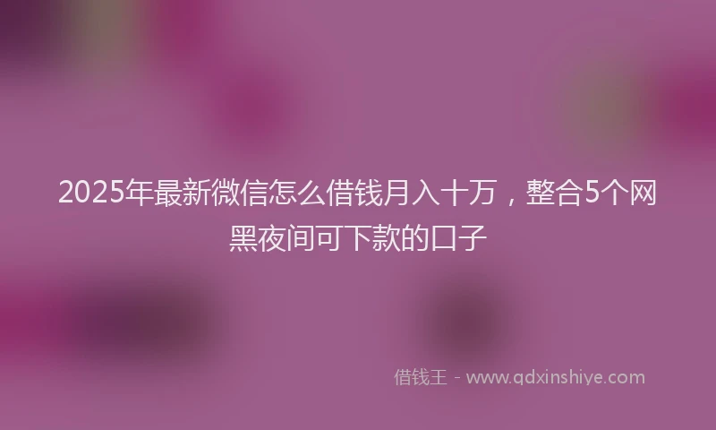 2025年最新微信怎么借钱月入十万，整合5个网黑夜间可下款的口子