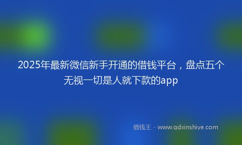 2025年最新微信新手开通的借钱平台，盘点五个无视一切是人就下款的app