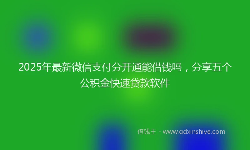 2025年最新微信支付分开通能借钱吗，分享五个公积金快速贷款软件