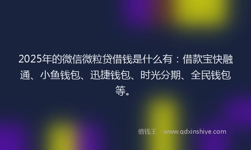 2025年的微信微粒贷借钱是什么有：借款宝快融通、小鱼钱包、迅捷钱包、时光分期、全民钱包等。
