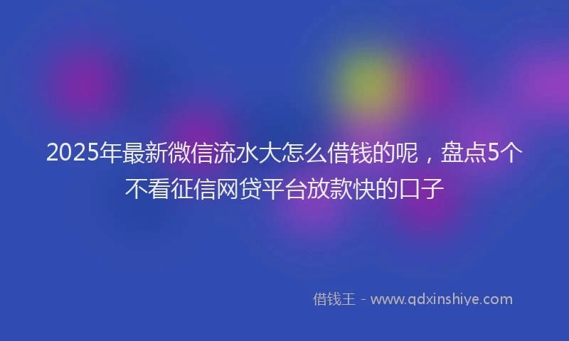 2025年最新微信流水大怎么借钱的呢，盘点5个不看征信网贷平台放款快的口子