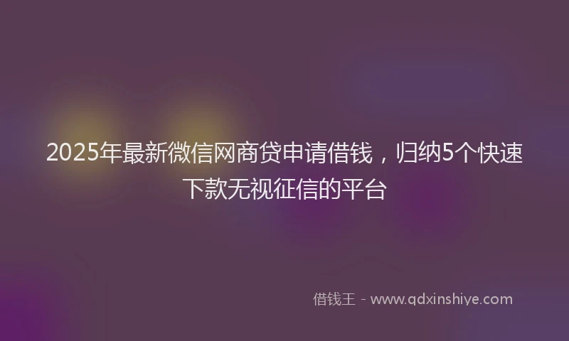 2025年最新微信网商贷申请借钱，归纳5个快速下款无视征信的平台