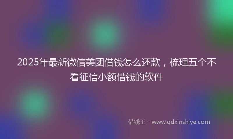 2025年最新微信美团借钱怎么还款，梳理五个不看征信小额借钱的软件