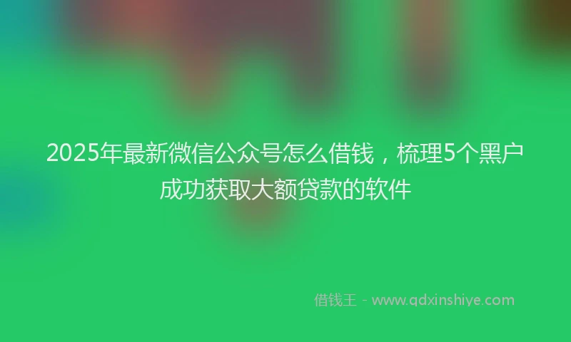 2025年最新微信公众号怎么借钱，梳理5个黑户成功获取大额贷款的软件