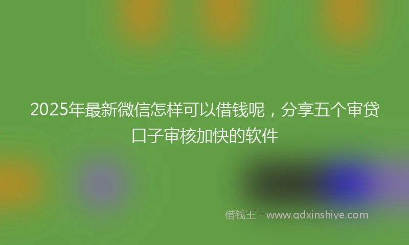 2025年最新微信怎样可以借钱呢，分享五个审贷口子审核加快的软件
