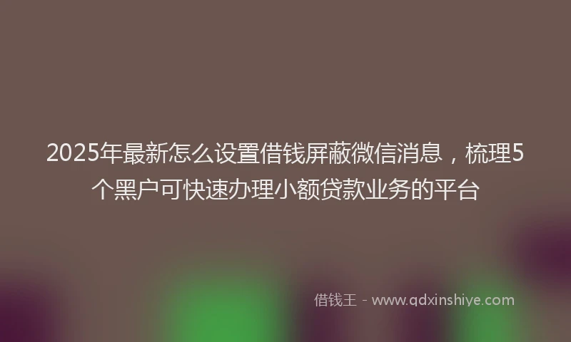 2025年最新怎么设置借钱屏蔽微信消息，梳理5个黑户可快速办理小额贷款业务的平台