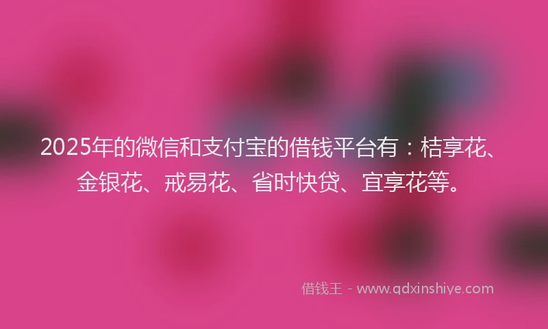 2025年的微信和支付宝的借钱平台有：桔享花、金银花、戒易花、省时快贷、宜享花等。