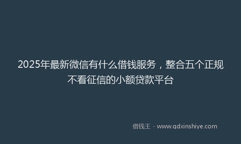 2025年最新微信有什么借钱服务，整合五个正规不看征信的小额贷款平台