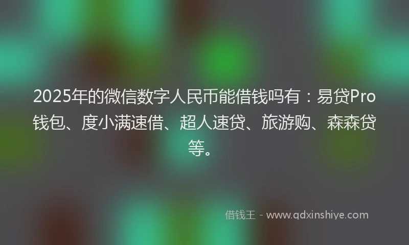 2025年的微信数字人民币能借钱吗有：易贷Pro钱包、度小满速借、超人速贷、旅游购、森森贷等。