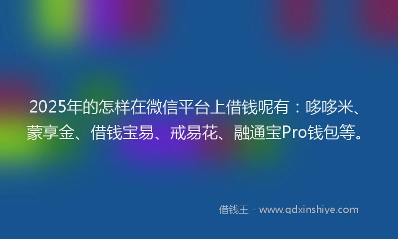 2025年的怎样在微信平台上借钱呢有：哆哆米、蒙享金、借钱宝易、戒易花、融通宝Pro钱包等。