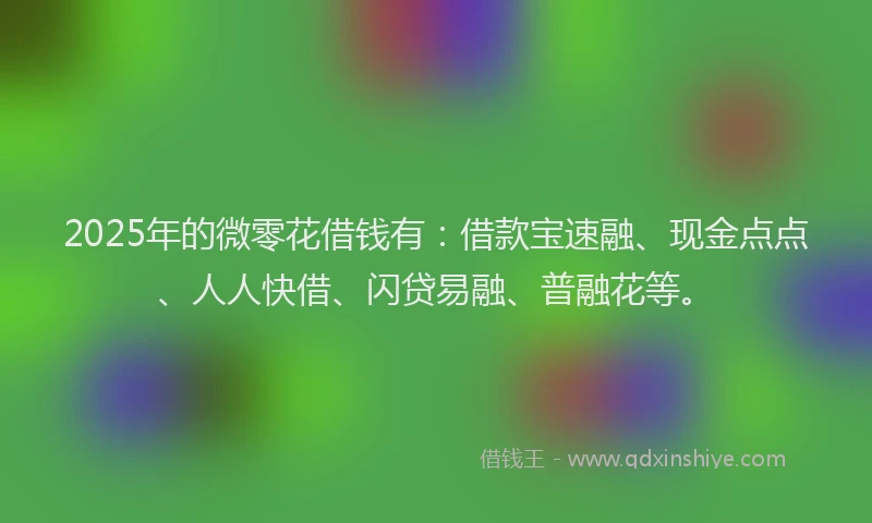 2025年的微零花借钱有：借款宝速融、现金点点、人人快借、闪贷易融、普融花等。