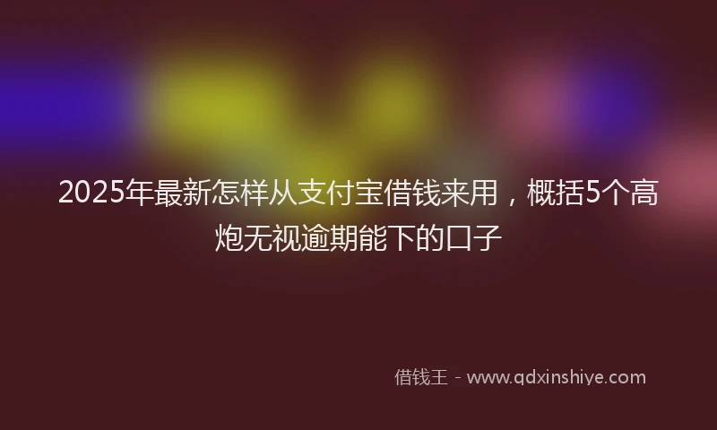 2025年最新怎样从支付宝借钱来用，概括5个高炮无视逾期能下的口子