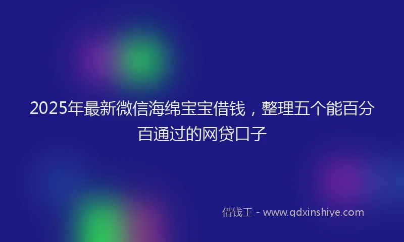 2025年最新微信海绵宝宝借钱，整理五个能百分百通过的网贷口子