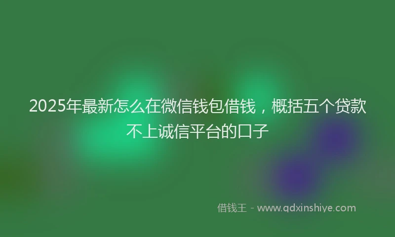 2025年最新怎么在微信钱包借钱，概括五个贷款不上诚信平台的口子