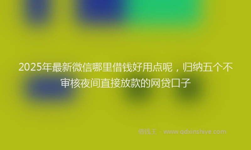 2025年最新微信哪里借钱好用点呢，归纳五个不审核夜间直接放款的网贷口子