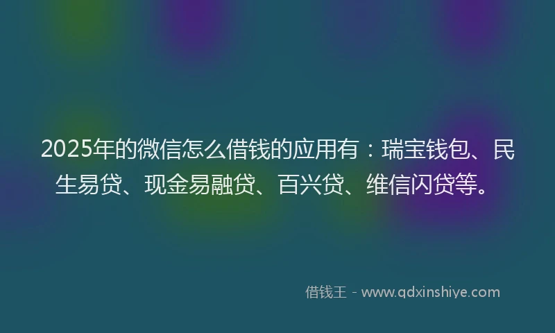 2025年的微信怎么借钱的应用有：瑞宝钱包、民生易贷、现金易融贷、百兴贷、维信闪贷等。