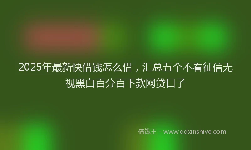 2025年最新快借钱怎么借，汇总五个不看征信无视黑白百分百下款网贷口子