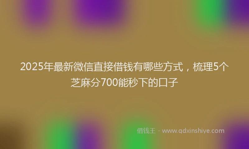 2025年最新微信直接借钱有哪些方式，梳理5个芝麻分700能秒下的口子