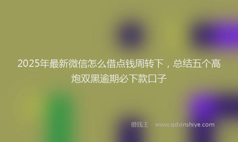 2025年最新微信怎么借点钱周转下，总结五个高炮双黑逾期必下款口子