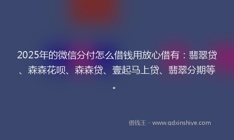 2025年的微信分付怎么借钱用放心借有：翡翠贷、森森花呗、森森贷、壹起马上贷、翡翠分期等。