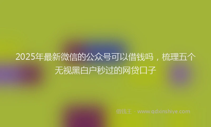 2025年最新微信的公众号可以借钱吗，梳理五个无视黑白户秒过的网贷口子