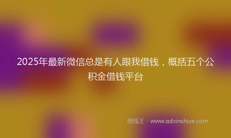 2025年最新微信总是有人跟我借钱，概括五个公积金借钱平台