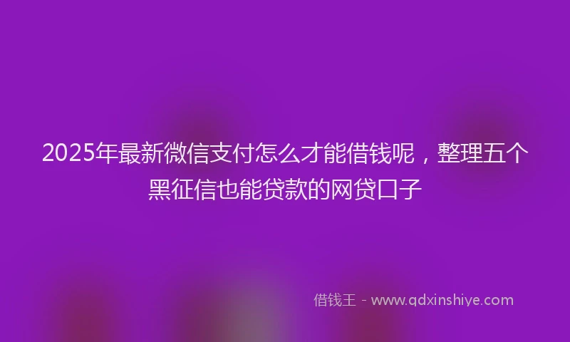 2025年最新微信支付怎么才能借钱呢，整理五个黑征信也能贷款的网贷口子