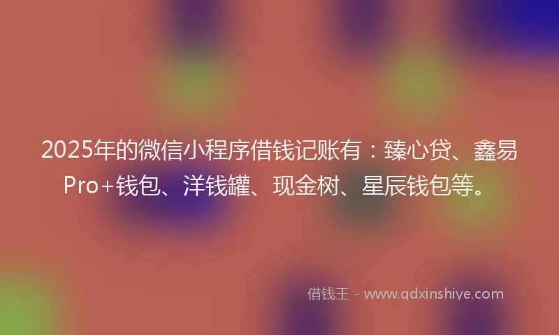 2025年的微信小程序借钱记账有：臻心贷、鑫易Pro+钱包、洋钱罐、现金树、星辰钱包等。