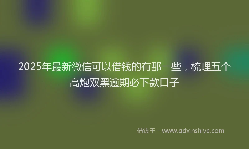 2025年最新微信可以借钱的有那一些，梳理五个高炮双黑逾期必下款口子