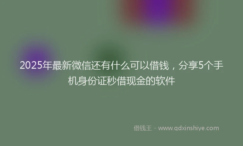 2025年最新微信还有什么可以借钱，分享5个手机身份证秒借现金的软件