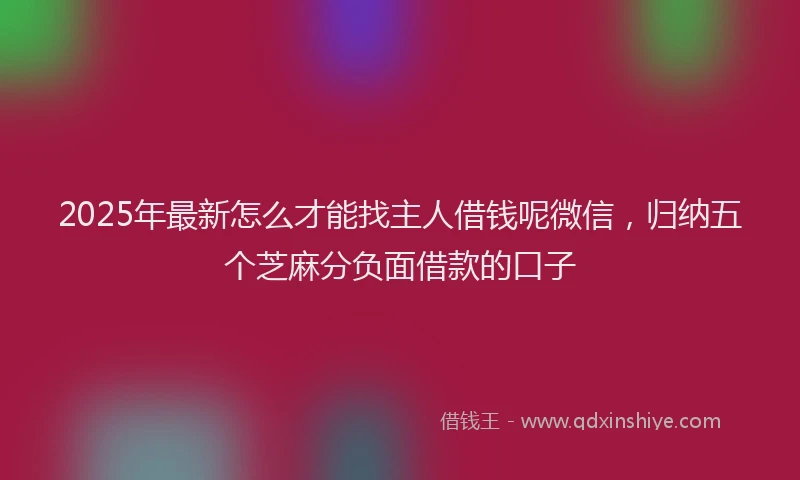 2025年最新怎么才能找主人借钱呢微信，归纳五个芝麻分负面借款的口子