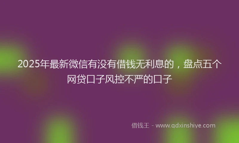 2025年最新微信有没有借钱无利息的，盘点五个网贷口子风控不严的口子
