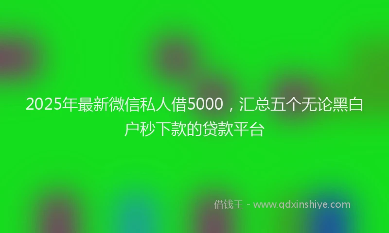 2025年最新微信私人借5000，汇总五个无论黑白户秒下款的贷款平台