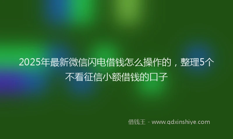 2025年最新微信闪电借钱怎么操作的，整理5个不看征信小额借钱的口子