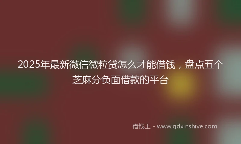 2025年最新微信微粒贷怎么才能借钱，盘点五个芝麻分负面借款的平台