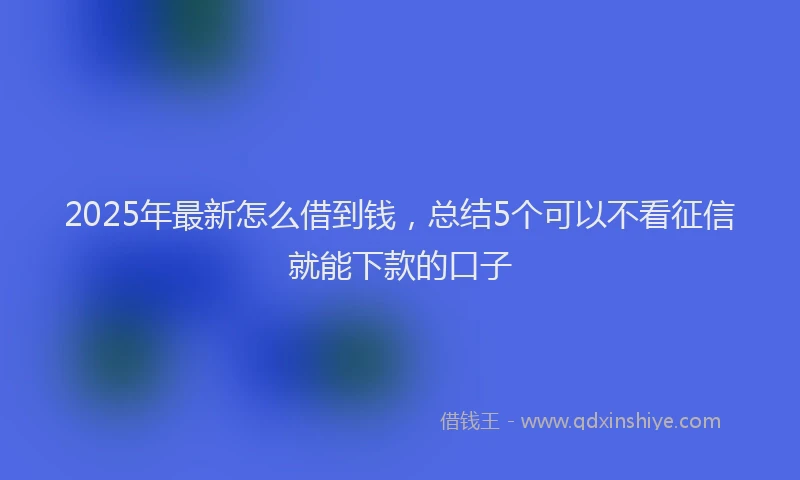 2025年最新怎么借到钱，总结5个可以不看征信就能下款的口子