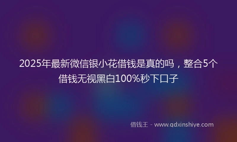 2025年最新微信银小花借钱是真的吗，整合5个借钱无视黑白100%秒下口子