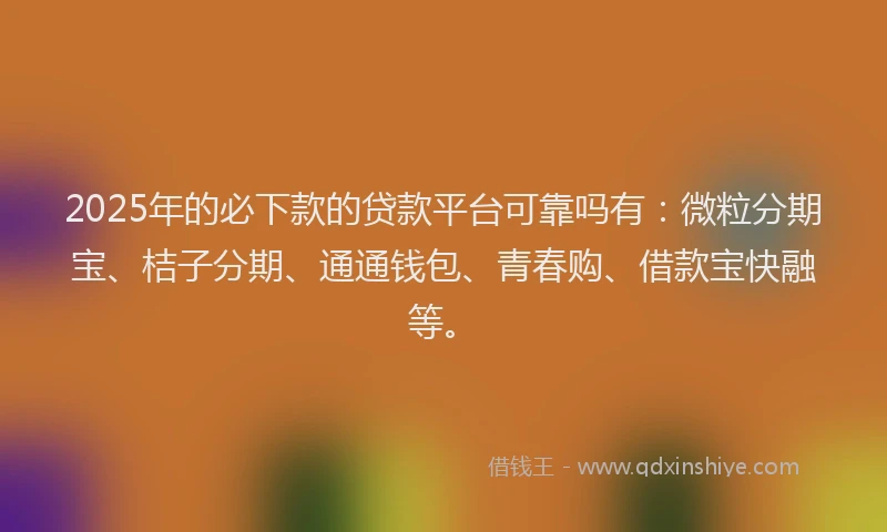 2025年的必下款的贷款平台可靠吗有：微粒分期宝、桔子分期、通通钱包、青春购、借款宝快融等。