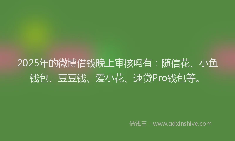2025年的微博借钱晚上审核吗有：随信花、小鱼钱包、豆豆钱、爱小花、速贷Pro钱包等。