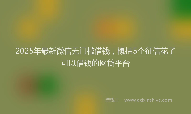 2025年最新微信无门槛借钱，概括5个征信花了可以借钱的网贷平台