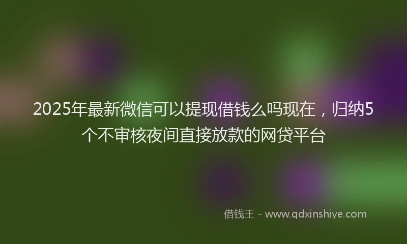 2025年最新微信可以提现借钱么吗现在，归纳5个不审核夜间直接放款的网贷平台