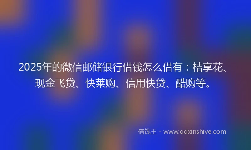 2025年的微信邮储银行借钱怎么借有：桔享花、现金飞贷、快莱购、信用快贷、酷购等。