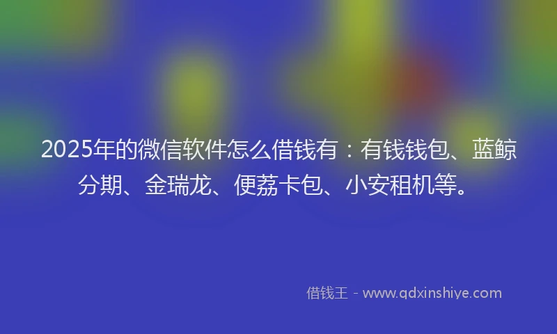 2025年的微信软件怎么借钱有：有钱钱包、蓝鲸分期、金瑞龙、便荔卡包、小安租机等。