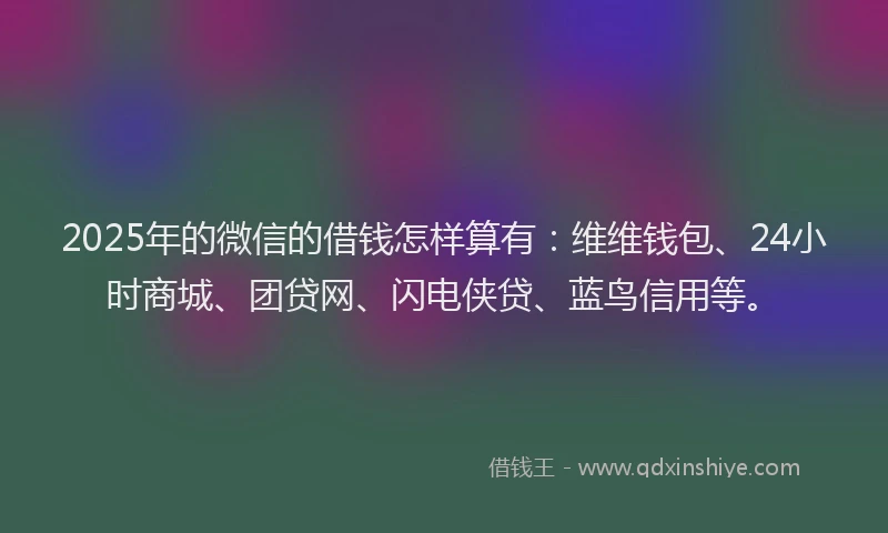 2025年的微信的借钱怎样算有：维维钱包、24小时商城、团贷网、闪电侠贷、蓝鸟信用等。