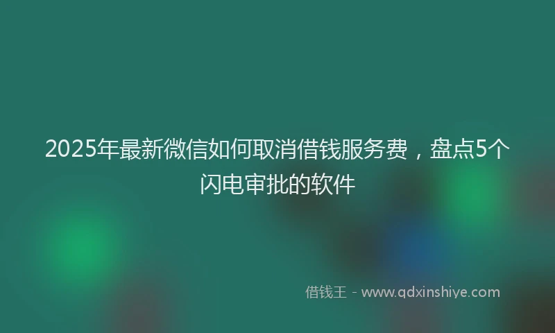 2025年最新微信如何取消借钱服务费，盘点5个闪电审批的软件
