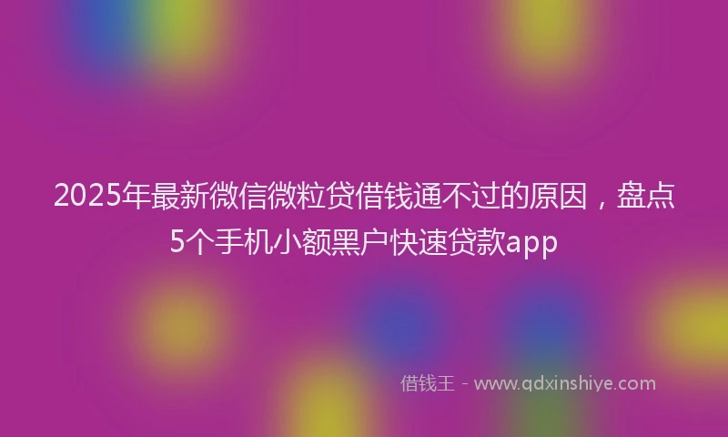 2025年最新微信微粒贷借钱通不过的原因，盘点5个手机小额黑户快速贷款app