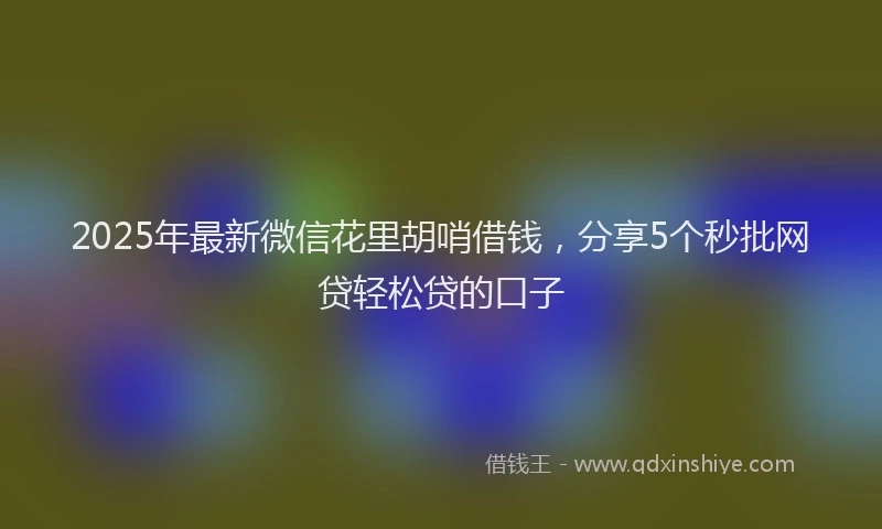 2025年最新微信花里胡哨借钱，分享5个秒批网贷轻松贷的口子